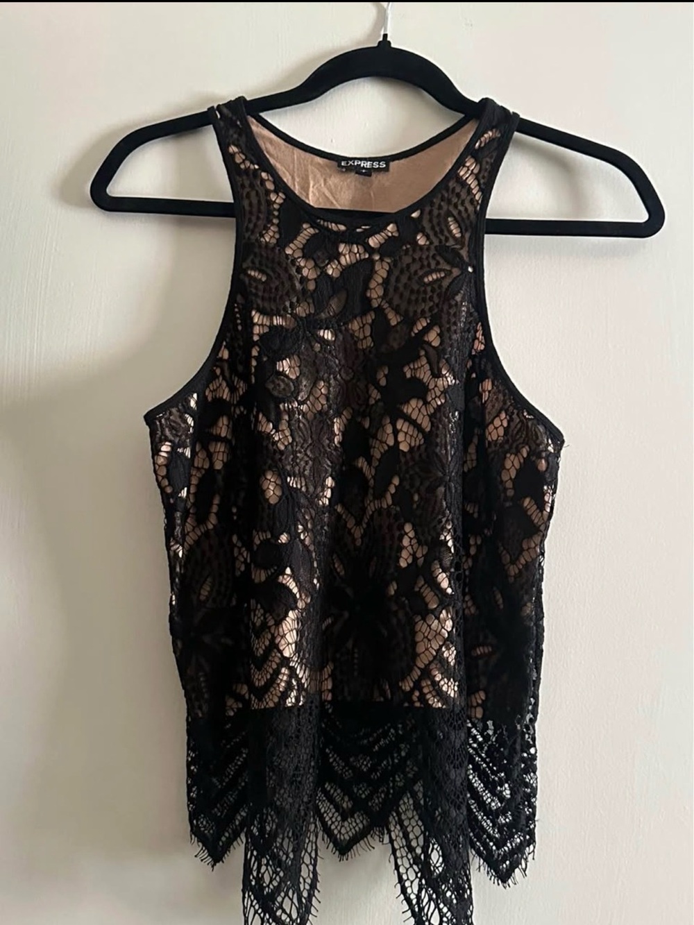 Express Black Lace Overlay Camisole with Nude Lining